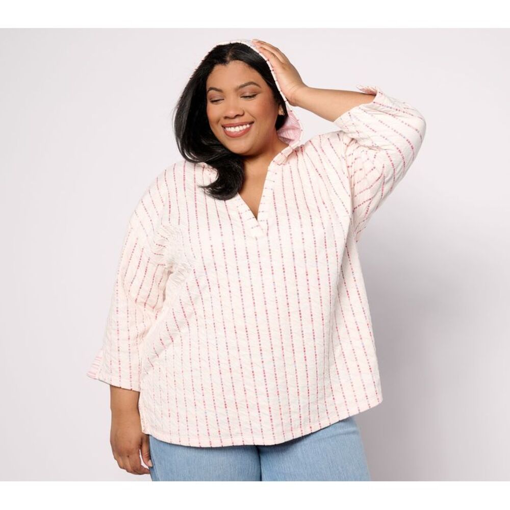 Isaac Mizrahi Live! Women's Top Sz M Knit Relaxed Fit -Sleeve Pink A646572 - Picture 3 of 4